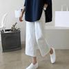 Summer Casual Cotton Linen Ankle-length Pants Women Office-lady Loose Wide Leg Pants Fashion Straight Trousers Pantalon