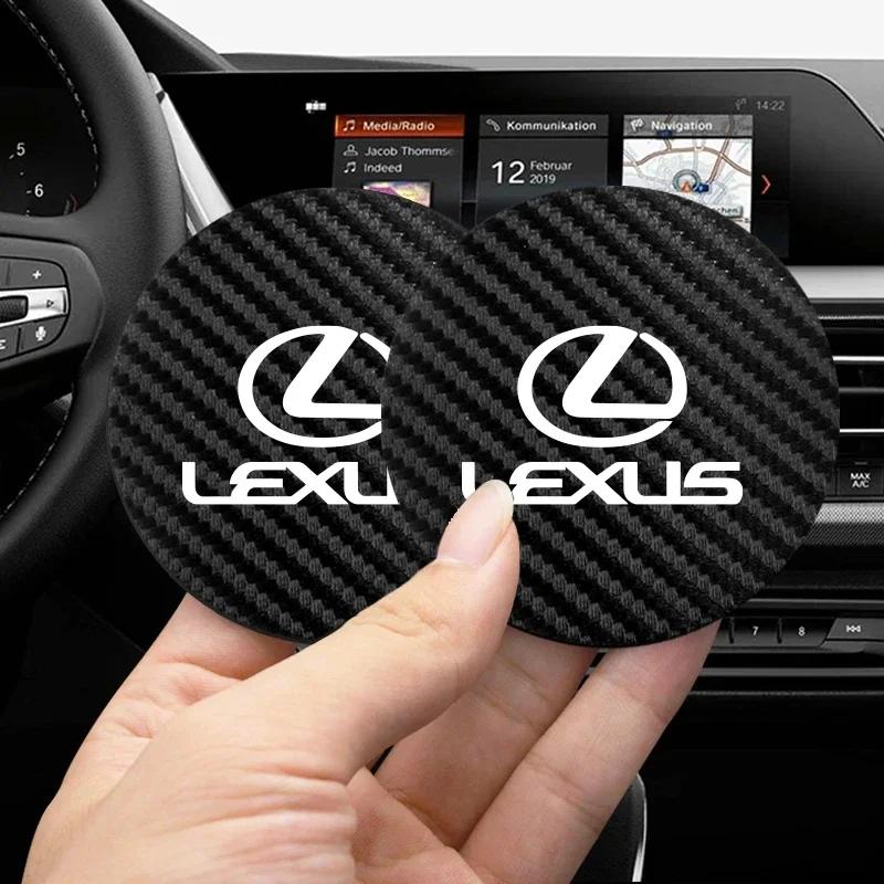 2026 Hot Interior Stickers 2Pcs Car Coasters Water Cup Mats Waterproof Slot Pads For Lexus RX330 IS250 Ct200h ES300h RX350 IS300 ZJ3