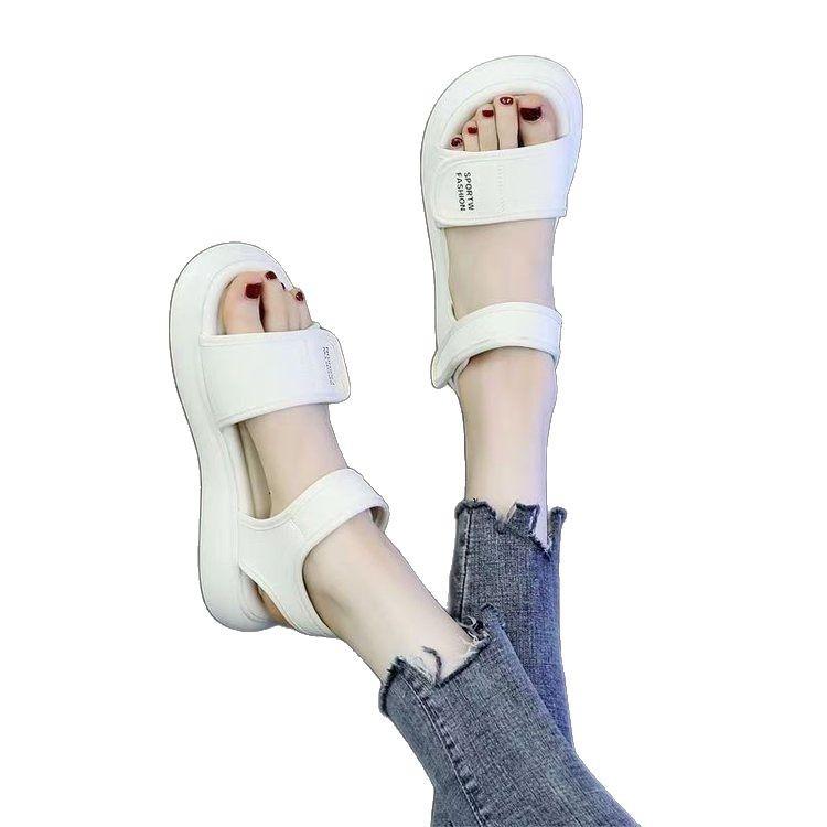 Спортивные сандалии женские 2025 лето новые на плоской подошве с мягкой подошвой нескользящие дорожные пляжные туфли беговые на липучке повседневные туфли