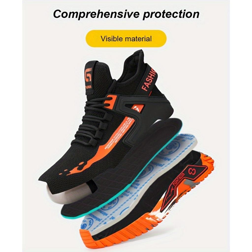 Мужская и женская модная защитная рабочая обувь, противоударный, удобный, дышащий тканевый верх, повседневная защита носка из стали на все времена года