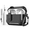 Портативный противоударный чехол для Airpods Pro/Pro 2 Чехлы для наушников из углеродного волокна с карабином Замок безопасности Чехол Funda