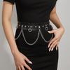 Dark Chain Punk Belt Female Hip Hop Lace Splicing With Dress Coat Decorative Waist Seal