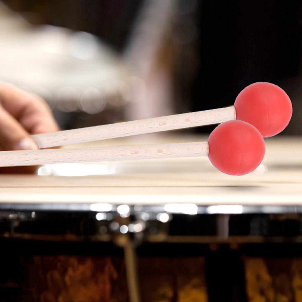 2Pcs Drum Mallet Hammer Musical Instrument Accessories for Xylophone   Timpani   Snare DrumsRed