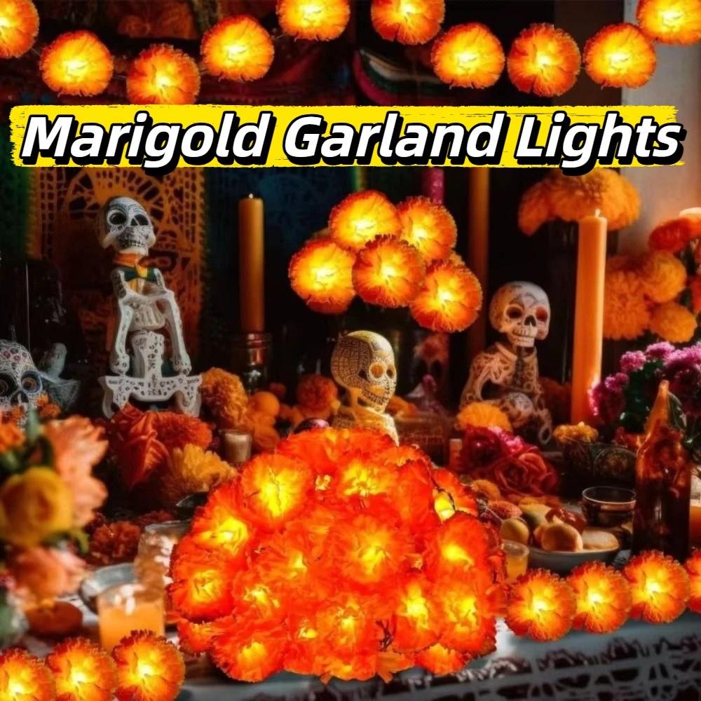 Orange Marigold Garland Lights String Lights for 10LED/30LED Thanksgiving