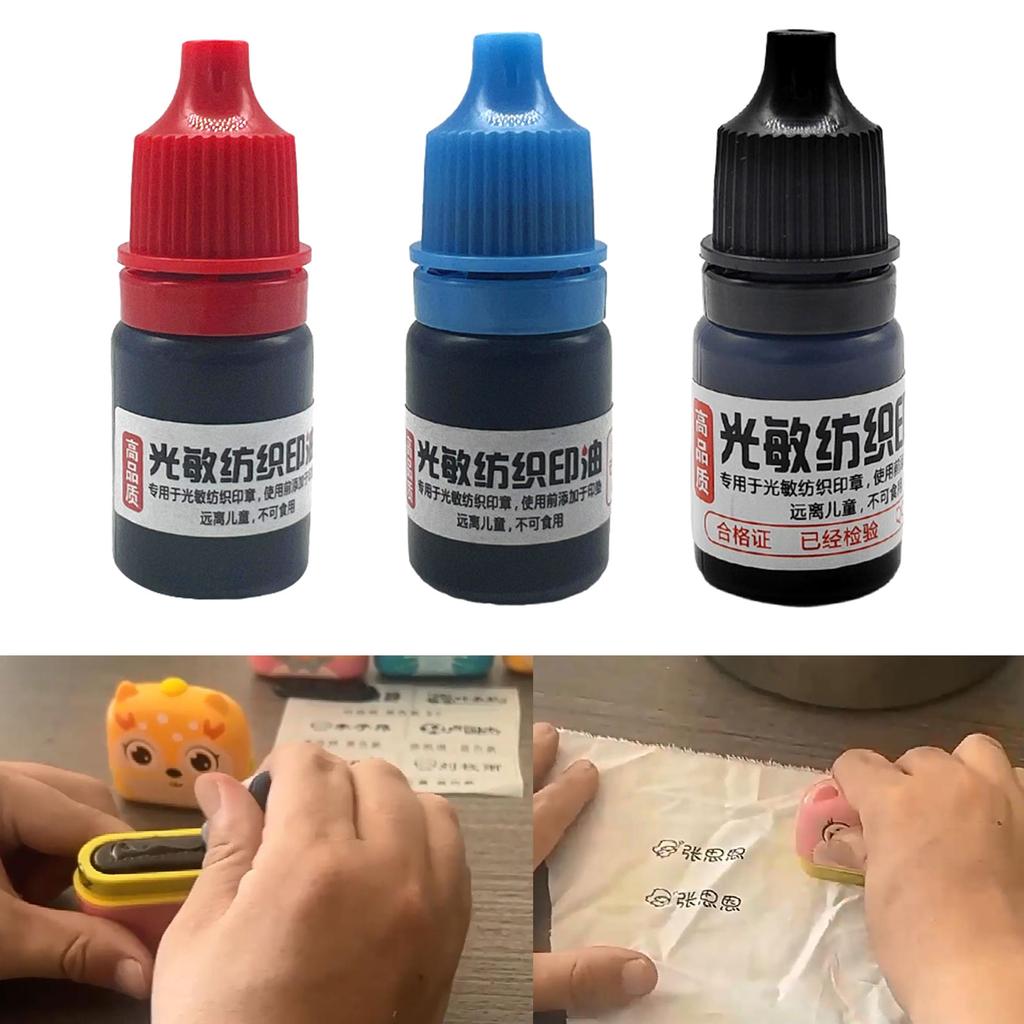 Textile Clothes Waterproof Ink for Students Children Name Stamp Printing Clothing Wash Not Fade Photosensitive Special