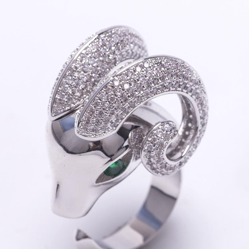 Новое популярное персонализированное кольцо в виде головы овцы с бриллиантовой инкрустацией в виде животного и украшения со знаком зодиака