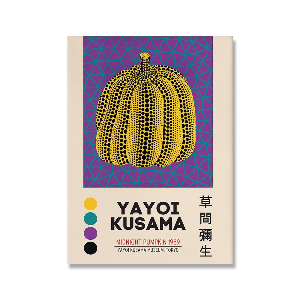 Яёи Кусама Японская выставка современного искусства Картина на холсте Плакат Современные цветы Тыквенные точки Глаза Декор для дома Настенные принты