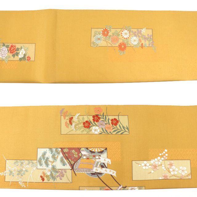 Used Fukuro Obi, Fukuro Obi, Formal Wear, Formal, Women's, Pure Silk, Gold, Striped Pattern, Imperial Car, Competition Flower Strip, Ancient Kuhyaku