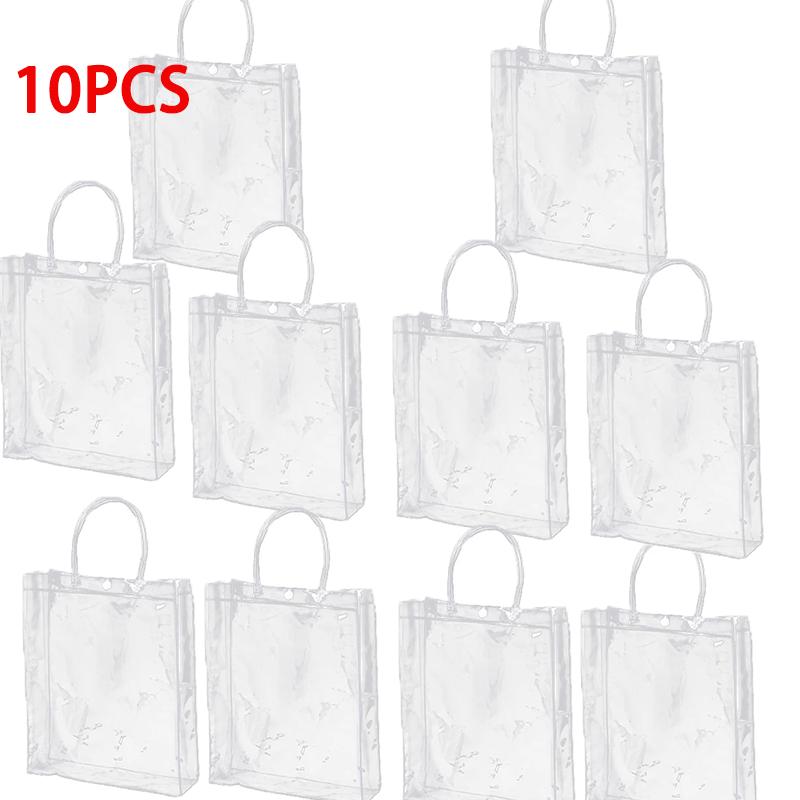 100 ШТ. Многоразовая прозрачная ПВХ пластиковая сумка-тоут с прозрачной ручкой. Красивая подарочная сумка для свадебной вечеринки, дня рождения, упаковочные пакеты.
