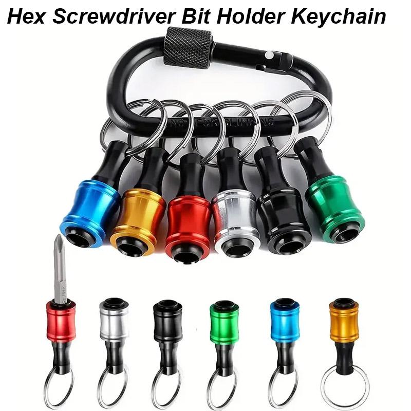 Screwdriver Bit Holder Quick Release Keychain Drill Screw Adapter Magnetic Carabiner 1/4 Hex Shank Alloy Extension Rod Hand Tool