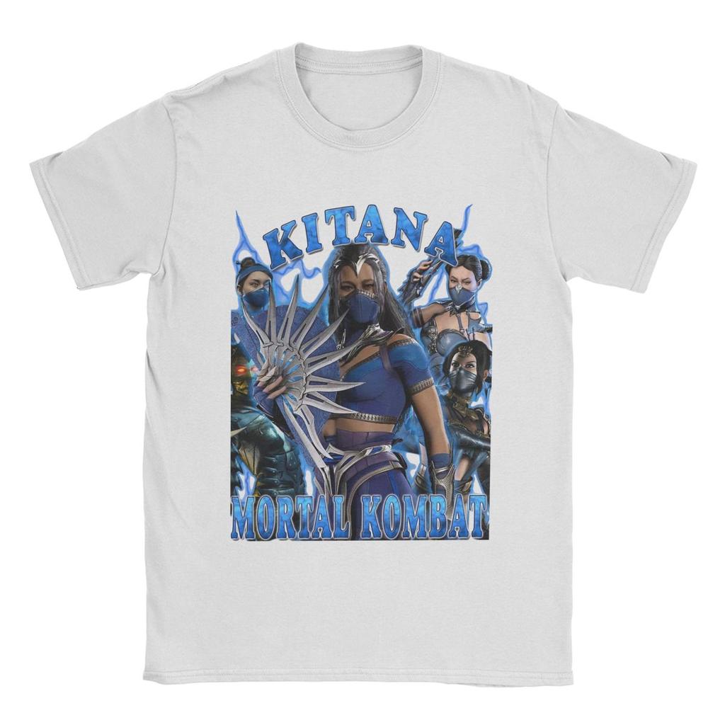 Мужская футболка Mortal Kombat 1 Kitana Винтажная футболка из чистого хлопка Футболка с коротким рукавом Футболки с круглым вырезом Одежда с графическим принтом