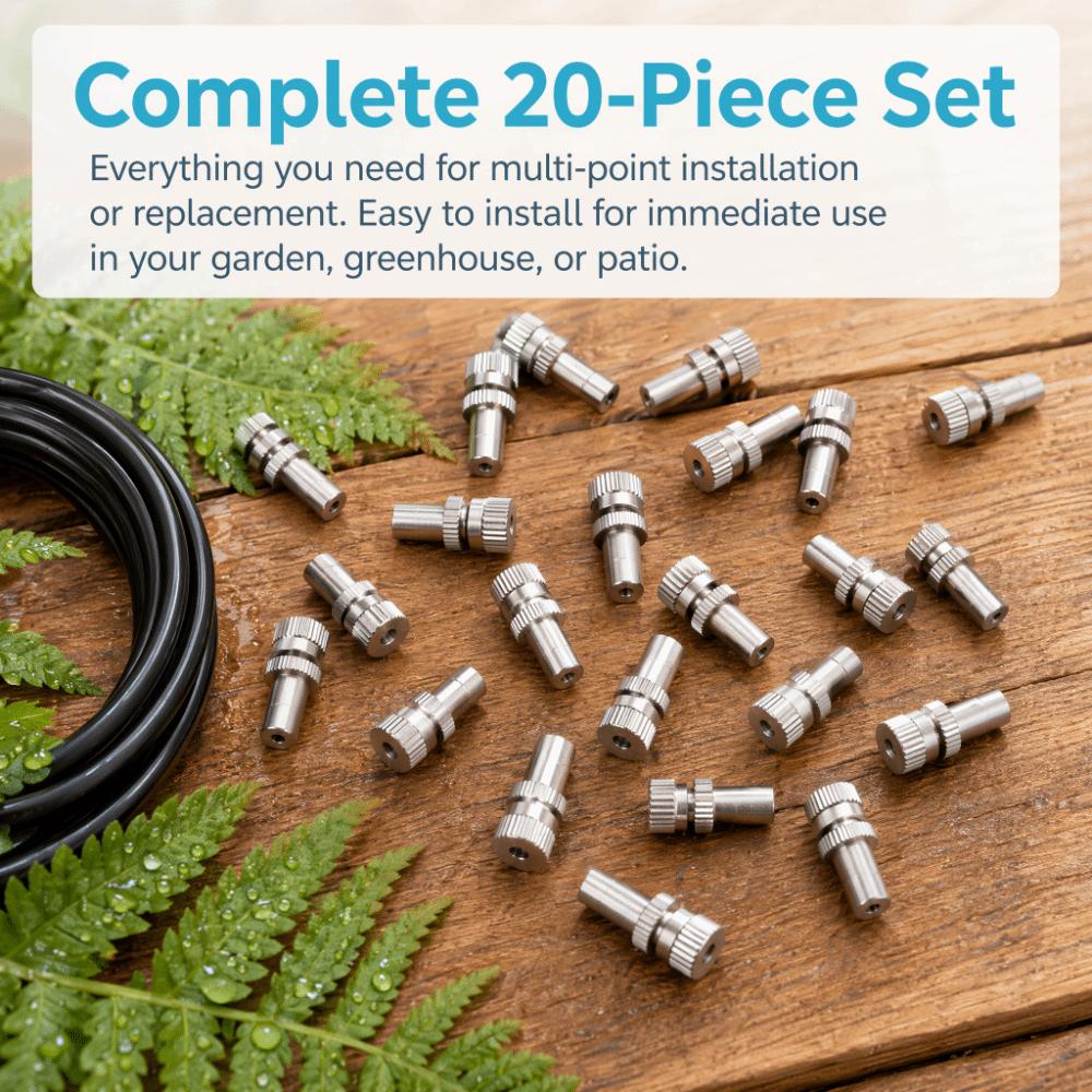 20PCS Silver Brass Misting Nozzle Brass Low Pressure Atomizer Nozzle Mister Nozzle  Yard Cooling
