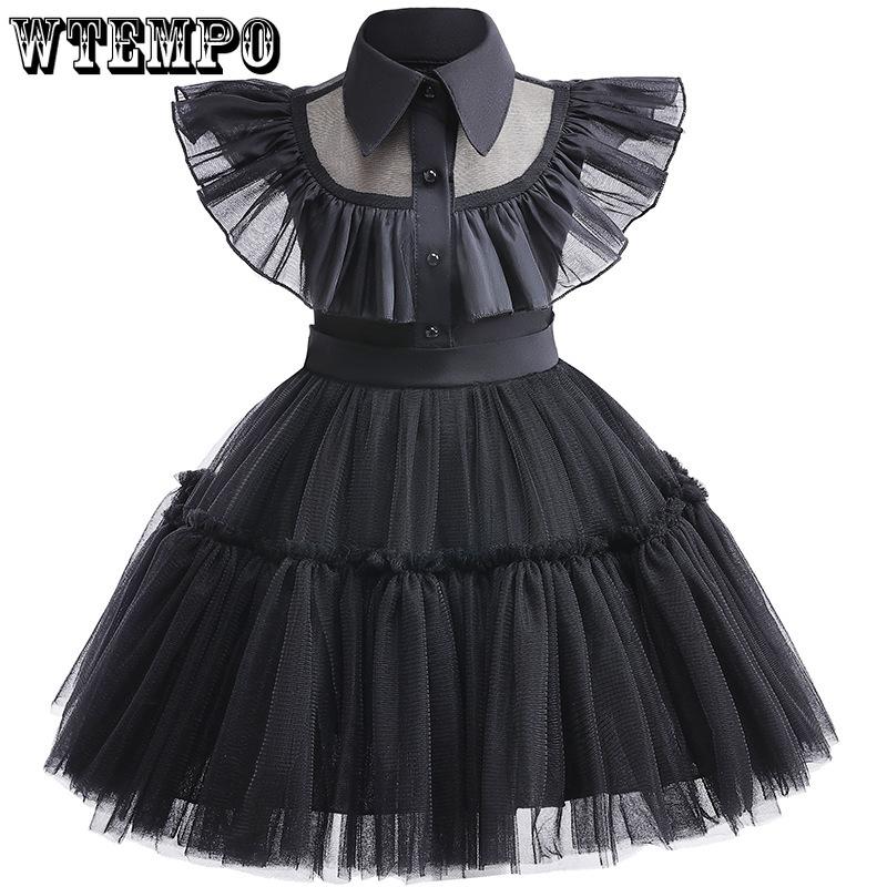 Девичье сетчатое платье черное платье платье для косплея платье с коротким рукавом