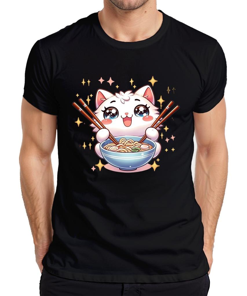 Kawaii Cat Ramen Noodles Japanese Anime Manga Cute Otaku Kitty Men's T-Shirt