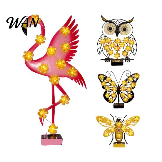 Outdoor Solar Wall Decoration Owl Light Butterfly Garden Decorative Metal Decor Waterproof IP65 Artistic Lights with Upgraded Panels and LED Lighting