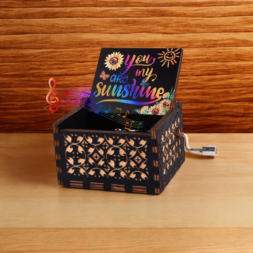 1pc Music Box, You Are My Sunshine Vintage Engraved Wood Music Box, Musical Box Gift For Daughter/Wife/Mother/Friends, Mechanism