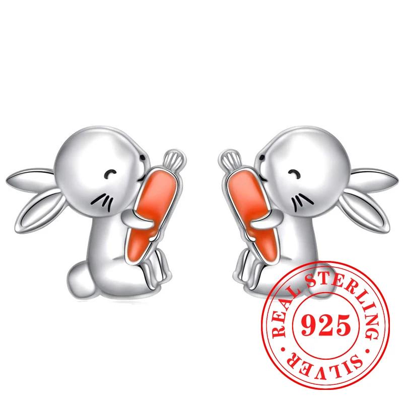 Sweet Shiny White CZ Heart Pierced Earrings for Girls Sterling Silver Cute Pet Paw Prints Jewelry Daily Party Jewelry