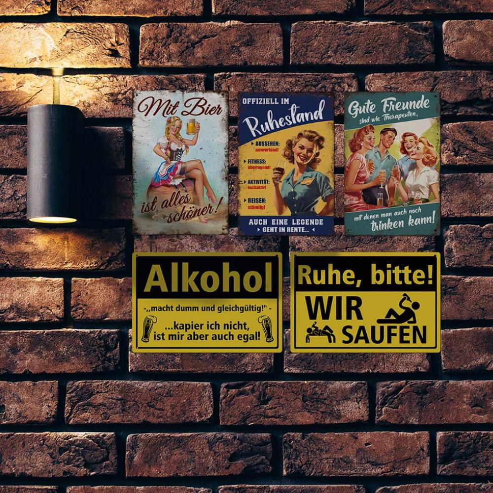 Декор напиток винтажный немецкий металлический знак смешной пивной пьющий вино любитель напитков для бара паба клуба дома человек пещера настенный декор