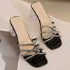 Water Diamond One Belt Cool Slippers for Women, Summer  New Style, Square Head, Open Toe, Sexy High Heel Slippers for Women