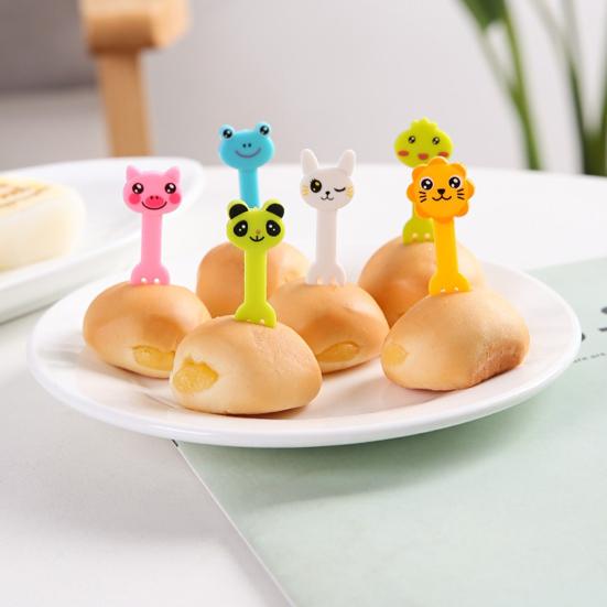 7/10Pcs Fruit Fork Anti-scratch Burr-free Comfortable Grip Non-breakable Non-slip Cute Cartoon Animal Shape Bento Stick