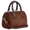 Coach Rowan 17 Золотой Логотип Текстура Замши Кожа Коровы Boston Duffel Сумка-сумка Маленькая Женская Винтажная Коричневая