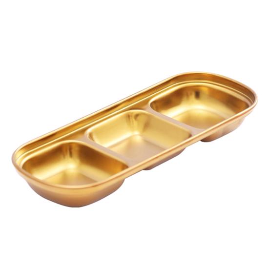 Поднос из нержавеющей стали с 3 отделениями, легко моется, штабелируется, соусница, органайзер, подставка для посуды