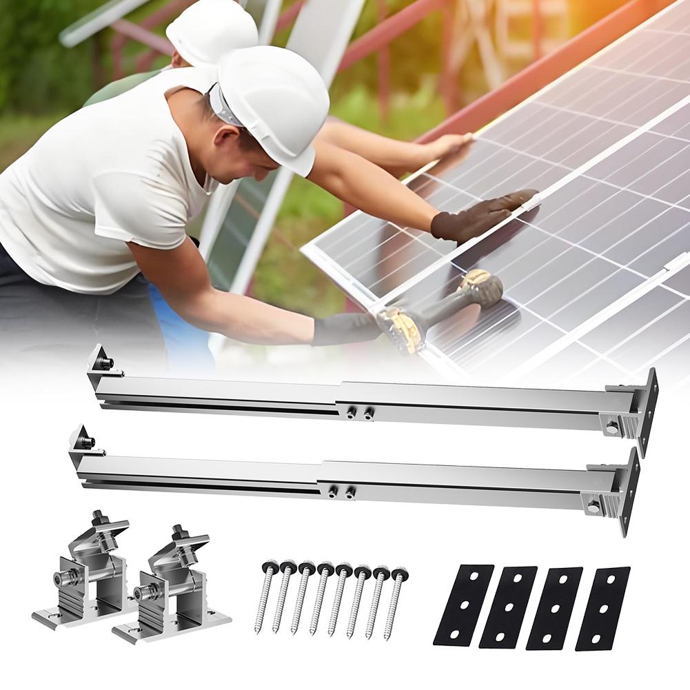 Solar Panel Tilt Bracket Aluminum Alloy Solar Panel Mount Support 15-30 Degrees Adjustable Flat Roof Mounting Holder