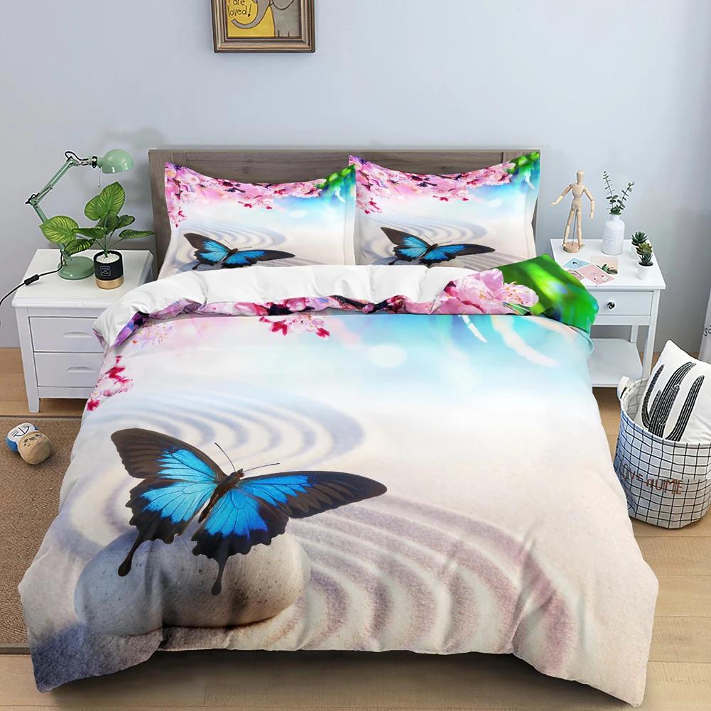 Пододеяльник Galaxy Lotus размера King Size Full Twin Синий Цветок Луна Постельный Комплект Для Подростков Взрослых Богемный Цветочный 2/3 шт.