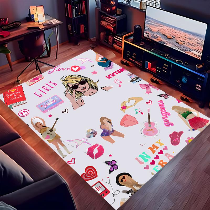 1pc Taylor Swift Print Area Rug - Soft,Washable Non-Slip Indoor Mat for Office Chairs,Living Room,Home Office Decorative Rug