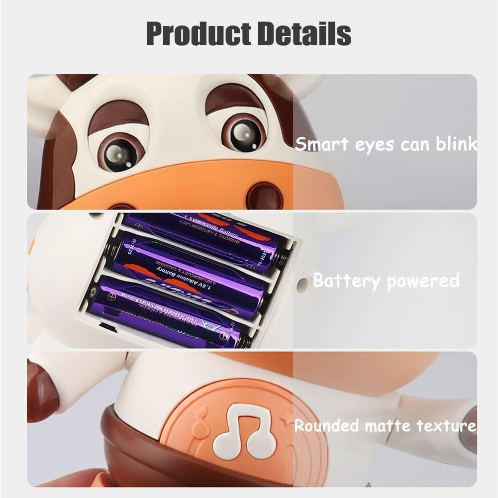 Танцующая корова - Электрическая музыкальная плюшевая корова со смешными песнями и движениями, Интерактивные игрушки для малышей, Милый рождественский подарок для малыша