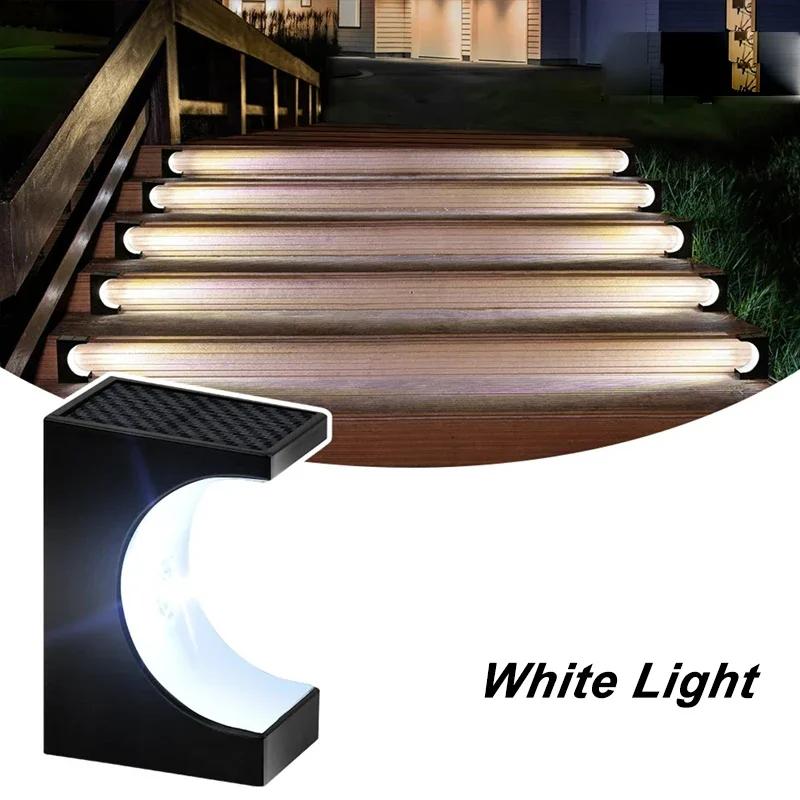 1-4Pcs Solar Stair Lights Bright Step Deck Light Moon Shape Solar Powered Lamp Outdoor Waterproof for Stairway Landscape Decor