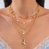 Starfish Shell Multilayer Necklace Heart Pendant Clavicle Chain Women Bohemia Style Necklace  Girls