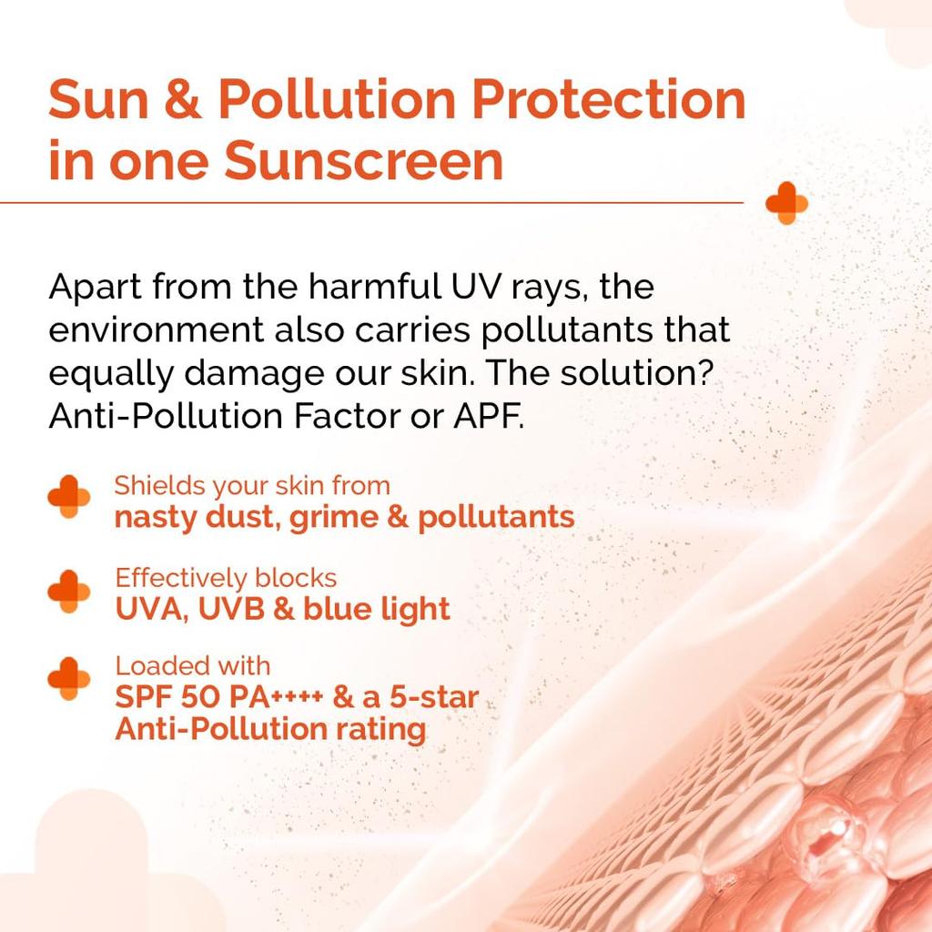 Гель-солнцезащитный The Derma Co с 1% гиалуроновой кислоты, увлажняющий, SPF 50 PA++++ | Для сухой, чувствительной кожи | Легкая текстура | Не оставляет белых следов | UVA/UVB, Широкий