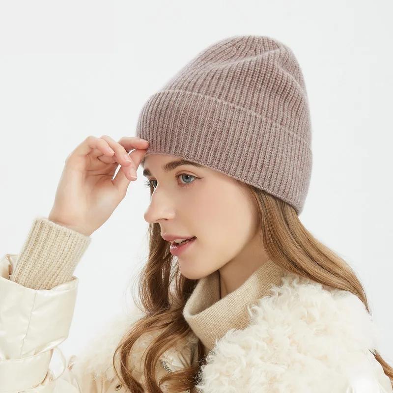 Женская вязаная шапка из 100% шерсти, теплая осенне-зимняя шапка Gorra Invierno Mujer для женщин, уличная повседневная сомбреро De Mujer