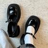 Black Retro Heightened Platform Small Leather Shoes Women's 2025 New Autumn and Winter Round Head Light Mouth Thick Heel Mary Jane Shoes Single Shoes