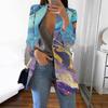 Women's Casual Fashion Print Lapel Long Sleeve Slim Fit Small Button Jacket