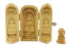 Compact Wooden Buddha Statue Set with Three Treasures and Mini Tathagata