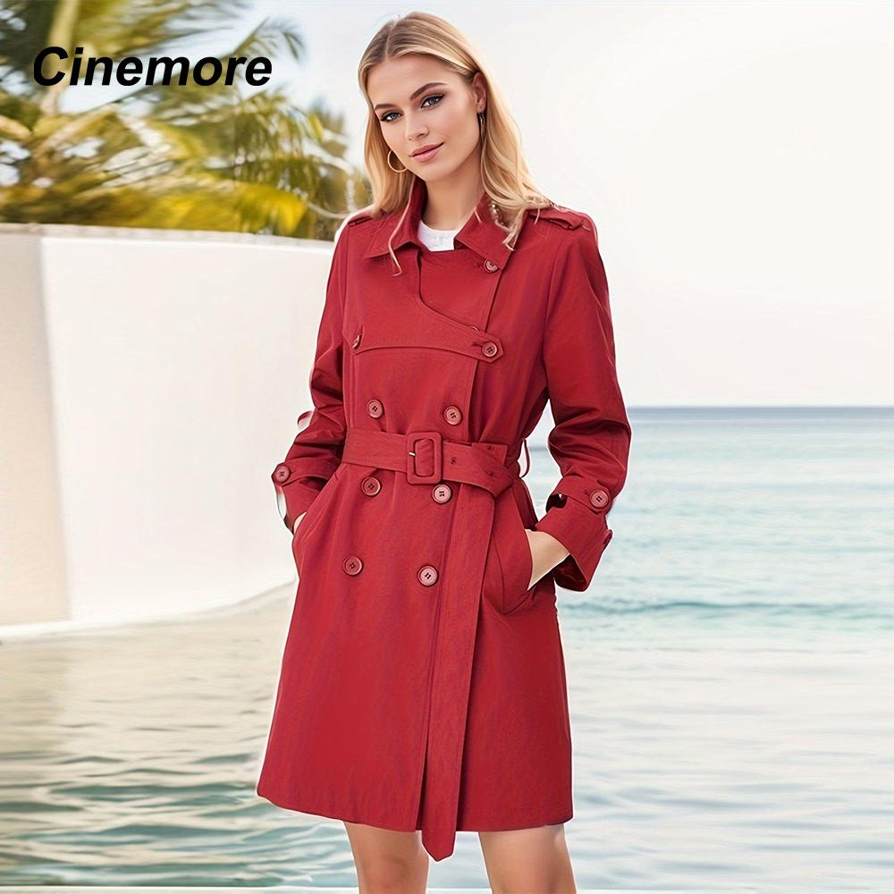 Cinemore Spring Long Trench Coat for Women Casual Windbreaker Jacket Double Breasted Lapel Belted Windproof Female Overcoat Office 2F2039