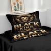 3pcs Lion Black King Printed Chipless Bedding Set Multi Size Bedroom Bedding Holiday Decor Machine Washable