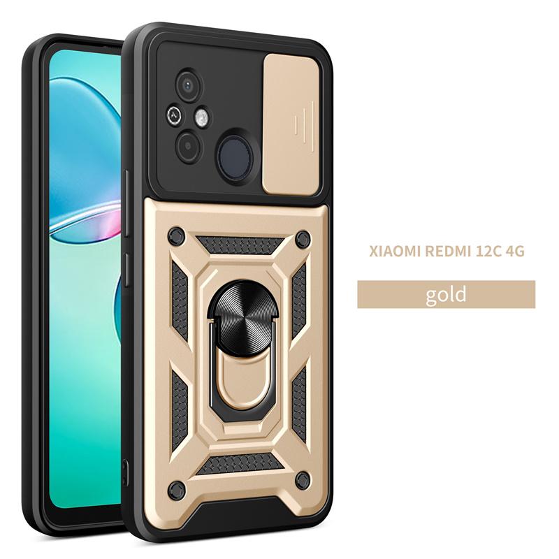 Для Xiaomi Redmi 12C чехол противоударный Armor Ring Holder телефонные чехлы для Xiaomi Redmi 12C 12 C Redmi12C Slide Lens Protective Cover