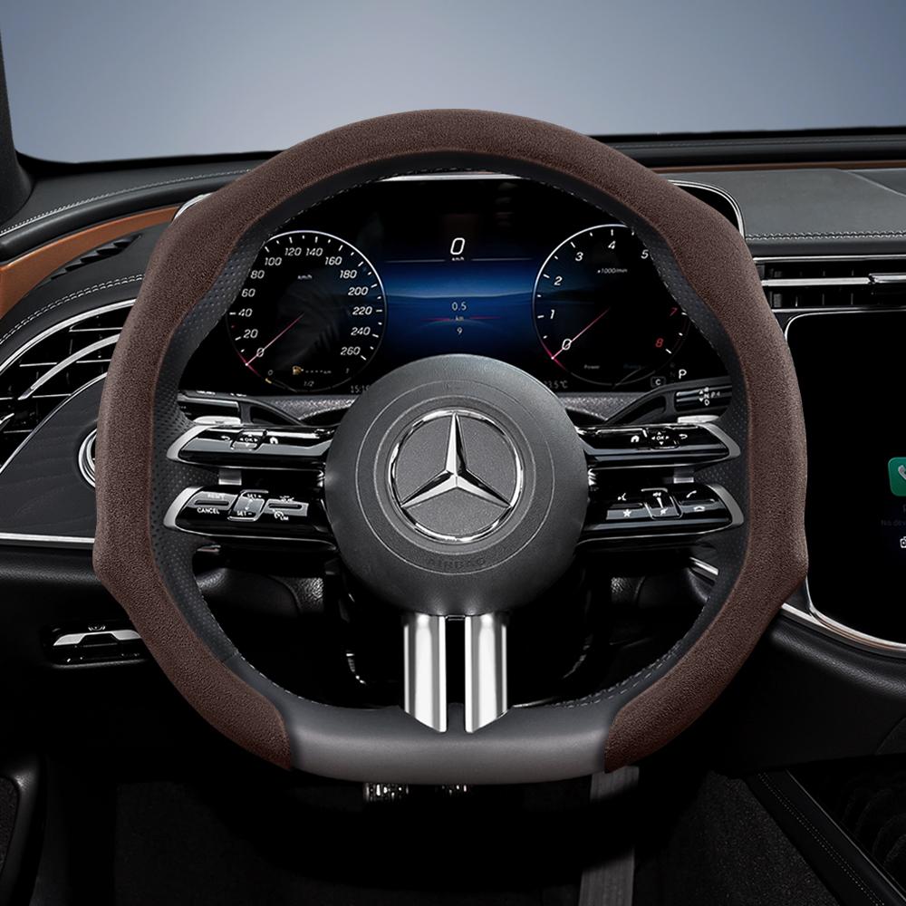 Подходит для премиальных замшевых накидок на руль Mercedes-Benz с защелками, нескользящих и долговечных, доступны в круглом и D-образном исполнении
