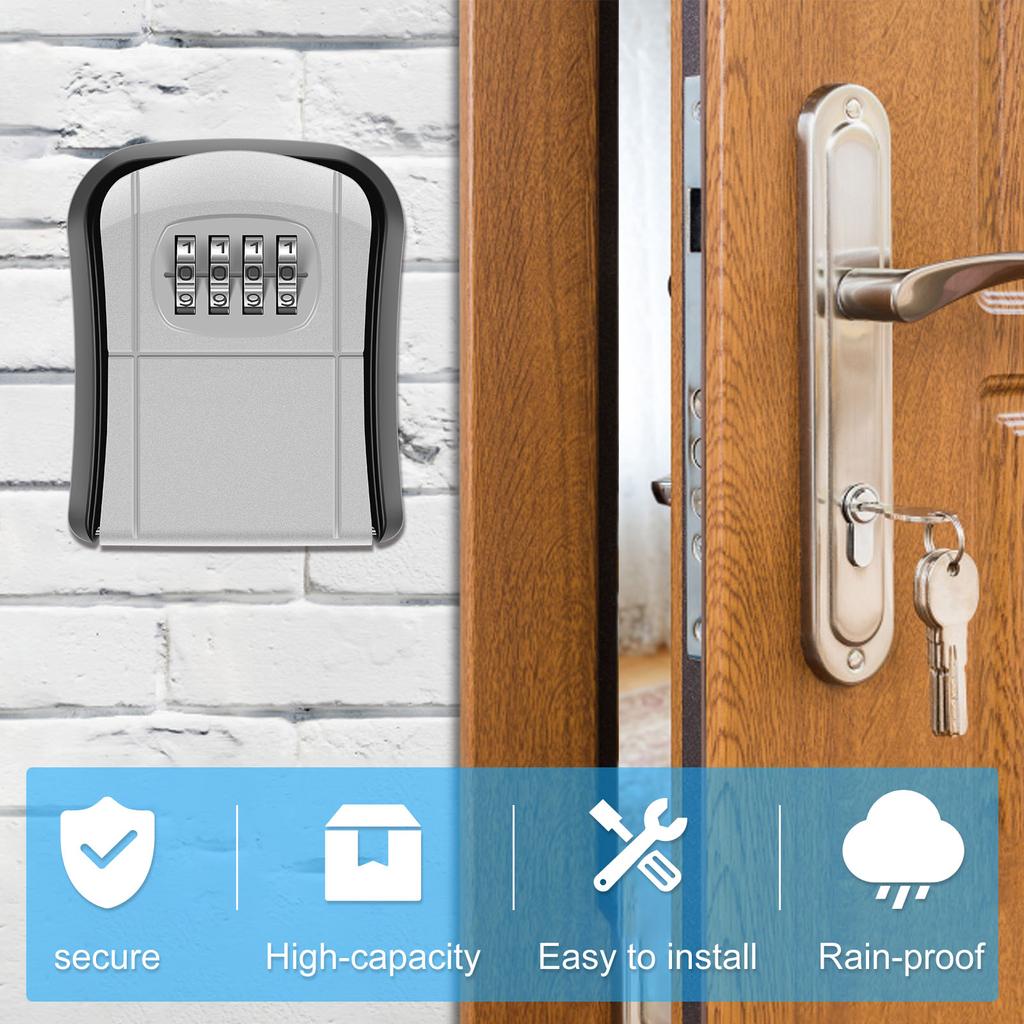 Металлический сейф для ключей, настенный сейф для ключей, 4-значный пароль, алюминиевый сплав, замок безопасности, без ключа, наружный сейф для хранения