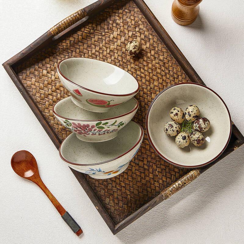 Керамические пиалы ZISIZ Jingdezhen с подглазурной росписью (Набор из 6)