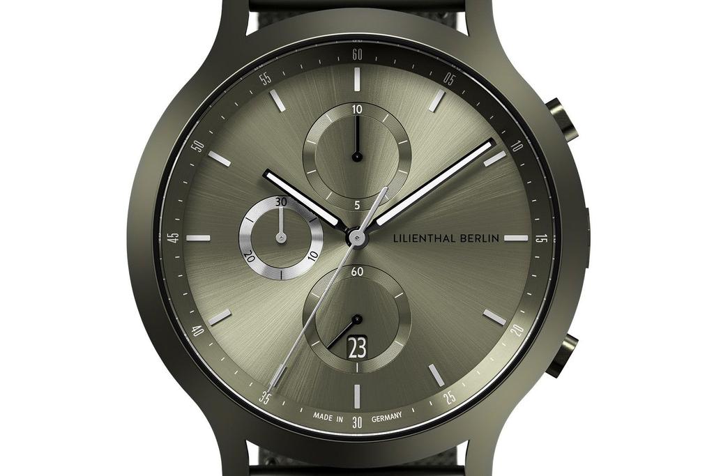 Lilianthal Berlin Khaki Chronograph Made in Men's Watch, Germany, C01-111-B023HM