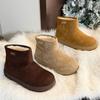 Версия из коровьей кожи женские зимние ботинки бархатные утепленные короткие ботинки толстая подошва мех интегрированный большие хлопковые туфли дети