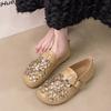 Стразы универсальные женские весенние новые однопедальные туфли на плоской подошве, модные туфли Doudou на мягкой подошве