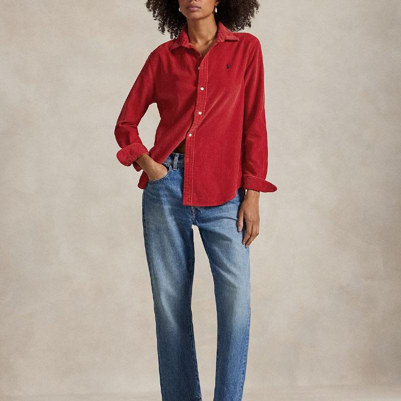 Polo Ralph Lauren Классический крой Животный принт Хлопковая рубашка на пуговицах с длинным рукавом Женские рубашки 211A89499-006