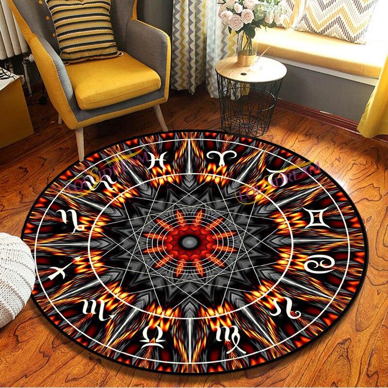Mysterious Constellation Round Rug, Non-Slip Soft Entrance Door Mat and Chair Floor Protector for Home Bedroom Decor