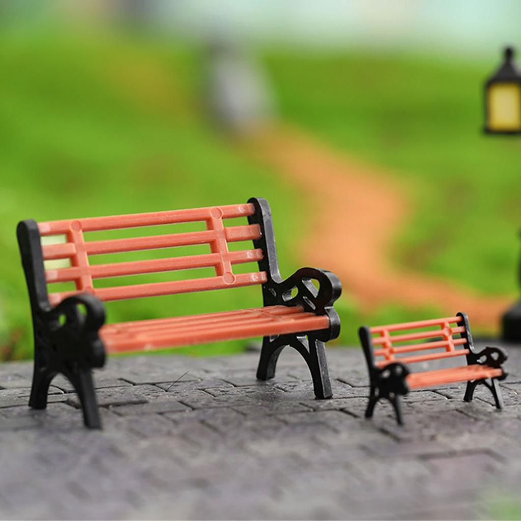 10Pcs Model Train Bench Chair Settee Street Park Layout Model Park Bench Mini Garden Ornament Park Bench Craft