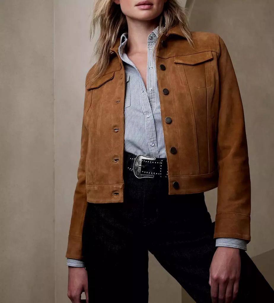 Leather Stylish Soft Casual Women Shirt Brown Suede Genuine Handmade